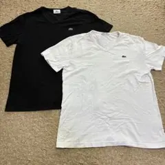 ラコステ VネックTシャツ 2枚セット 黒 白