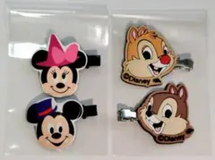 ディズニー　ミッキーマウス　ミニー　チップとデール　ヘア 前髪 クリップ　4個