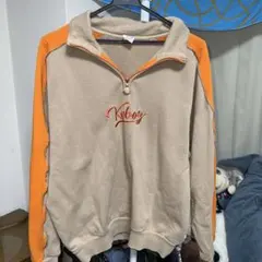 Keboz ハーフジップ トレーナー ベージュオレンジ