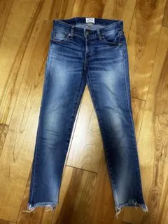 Ungrid スキニーデニム 23ダークブルー フリンジ裾