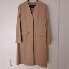 美品 UNTITLED カシミヤ混 ノーカラー ロングコート Lサイズ