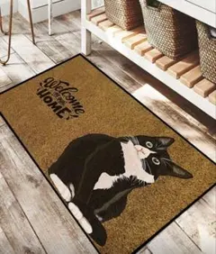 ハチワレ 猫 ねこ 室内マット 玄関マット 40×60cm