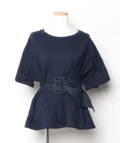 ADAM ET ROPE ベルト付き半袖Tシャツ ネイビーのサムネイル