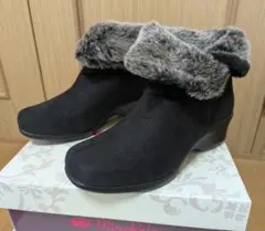 【美品】mineRelax アキレス ファーブーツ 2way 黒 22.5㎝