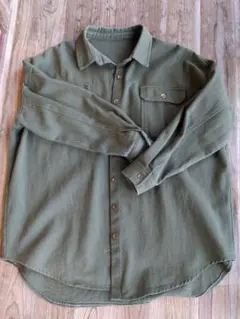 シャツジャケット羽織り カーキ Mサイズ 100%綿