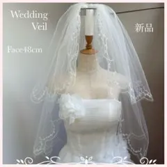 新品　ウェディング　ベール　ショートベール　スカラップ刺繍