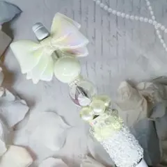 カスタムボールペン　ホワイト　白　リボン　キラキラ