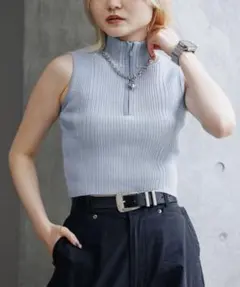 PAGEBOY ハーフZIPリブハイネックニット