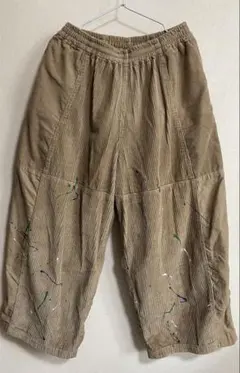 ニコアンド niko andコーデュロイワイド パンツ ペイント