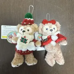 ダッフィー＆シェリーメイ クリスマスぬいぐるみバッジ