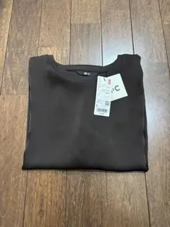 ユニクロC サテンオーバーサイズショートブラウス Lサイズ ダークブラウン