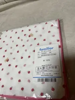 familiar いちごドット ガーゼハンカチ 約32.5cm