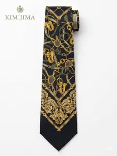 【美品】KIMIJIMA 黒・金 ヴィンテージシルクネクタイ