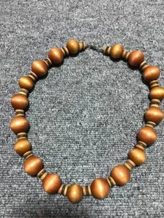 ウッド系 大玉ネックレス