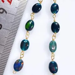 14KGF＊遊色が綺麗です✨ブラックオパールのロングピアスu121