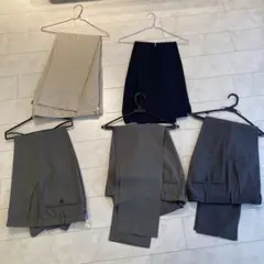 ユニクロ スラックス グレー ベージュ ネイビー 5本セット ウエスト85cm