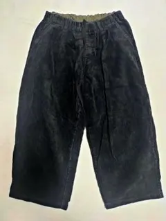 ブラックコーデュロイ七分丈ワイドパンツ