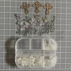 レジン ネイルパーツ セット パール 十字架 リボン クリア
