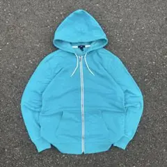 ☆*様 00s 古着 oldgap ターコイズブルー 無地 ジップパーカー 希少
