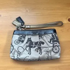 Coach ロゴプリント ポーチ ベージュ