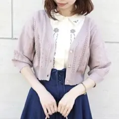 ドライフラワー釦透かし編みカーディガン/F＆A／フィント（FINT）のサムネイル