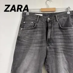 zara ウォッシュ加工 グレー デニム