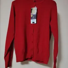 新品タグ付きCLOSSHI 赤 ラクっとお手軽洗えるニットカーディガン 長袖