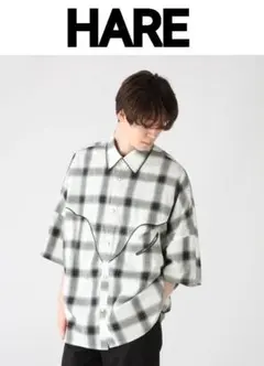 HARE オンブレーチェック ショートスリーブウエスタンシャツ オーバーサイズ