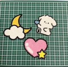 うちわデコ デコパーツ 犬 ハート 月 星 白 青