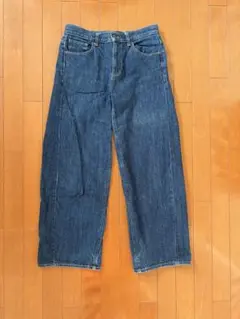 GU ダークブルー ワイドレッグデニム Lサイズ