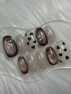 【オーダー】ネイルチップ ハートマグネット フラッシュネイル バレンタイン