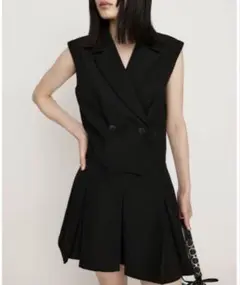 ZARA黒 ダブルブレスト ノースリーブ ワイドレッグジャンプスーツ 