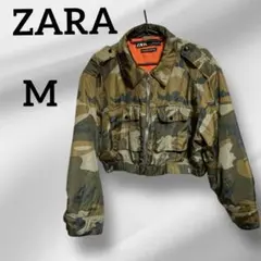 ✨良品✨ZARA ザラ　迷彩柄 クロップドダウンジャケット【M】　ショート丈