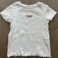 ZARA ホワイト 花刺繍 Tシャツ 86cm