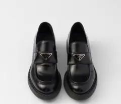 プラダ チョコレート ブラッシュドレザー ローファー　37(24)