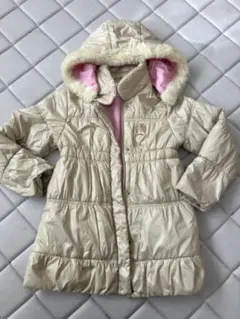 ミキハウス ベージュ ダウンコート フード付き　130