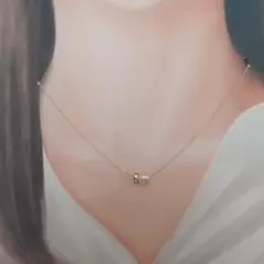 一粒ホワイトパール&ロンデルの華奢ネックレス