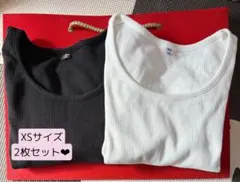 GU リブクロップドT XSサイズ ブラック ホワイト 2枚セット UNIQLO