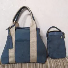 【再値下げ】ブルースエード風 トートバッグとポーチ