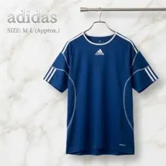アディダス半袖Tシャツ ネイビー 紺CLIMALITE 吸汗速乾スポーツY2K