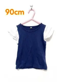 セール　西松屋　90 女の子　フリル　レース　トップス　半袖　夏　ネイビー