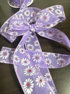 紫色 花柄 リボン レーステープ