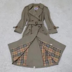 バーバリー　トレンチコート　ベージュ　ノバチェック　グリーン系