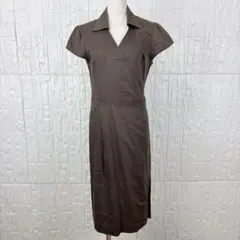 【美品】【AMACA アマカ】 カシュクールワンピース ブラウン 40【B44】のサムネイル