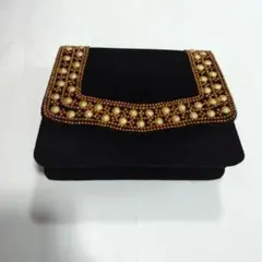 黒いベルベットのツーウェイタイプクラッチバッグ