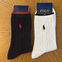 新品★ポロ ラルフローレン★ケーブルニットソックス 2足セット　25〜27cm