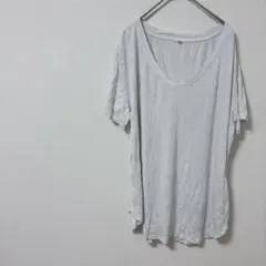 【XL】ホワイト 半袖 Tシャツ クルーネック カットソー 白 レディース