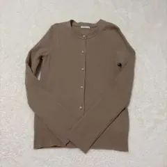 GU パールボタン リブニット カーディガン ブラウン Sサイズ
