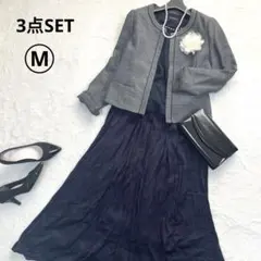 ママスーツ セレモニースーツ 3点セット ツイード 入学式 卒業式 七五三