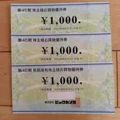 ビックカメラ☆株主優待☆3000円分